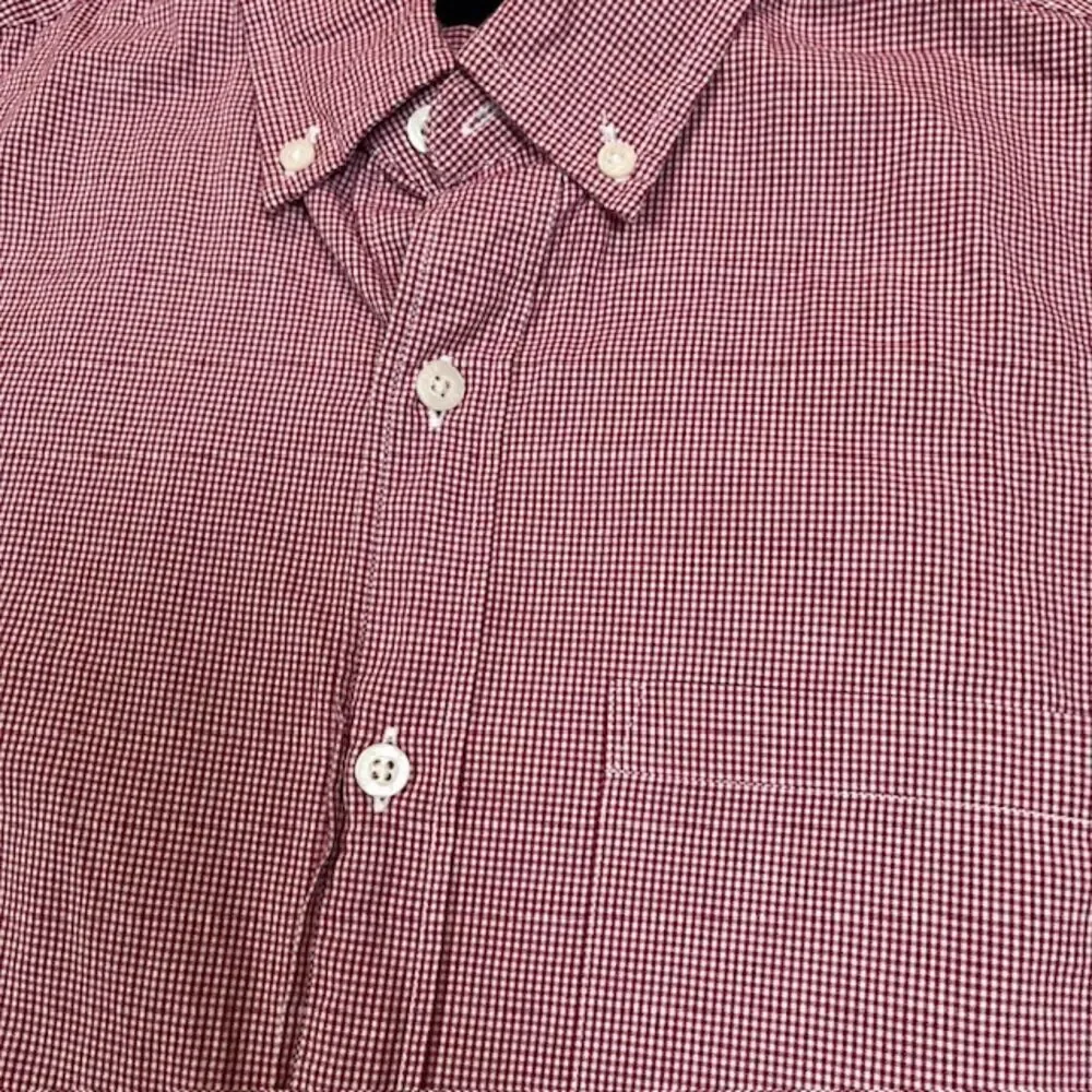 J. Crew Red and White Gingham Check Men's Button Down Shirt Size XS‎